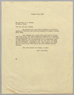 [Letter from Daniel W. Kempner to Mr. and Mrs. A. P. George, January 11, 1950]