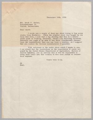 [Letter from Daniel W. Kempner to Mark F. Heller, December 11, 1950]