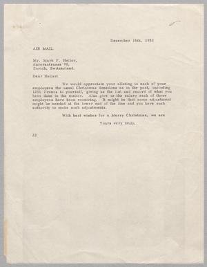 [Letter from Daniel W. Kempner to Mark F. Heller, December 16, 1950]