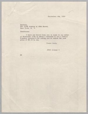 [Letter from Daniel W. Kempner to Hoffritz, December 4, 1950]