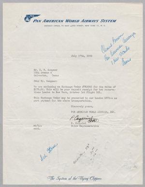 [Letter from P. Casprini to Daniel W. Kempner, July 17, 1950]