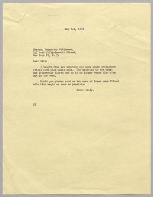 [Letter from Daniel W. Kempner to Hammacher Schlemmer, May 1, 1950]