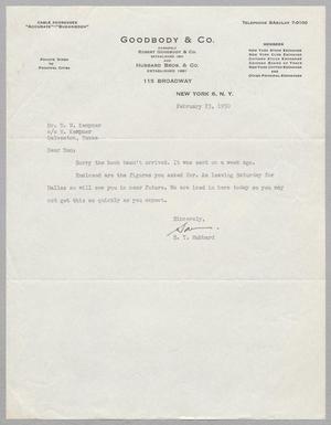 [Letter from Sam T. Hubbard to D. W. Kempner, February 23, 1950]
