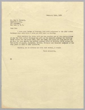 [Letter from D. W. Kempner to Sam T. Hubbard, February 14, 1950]