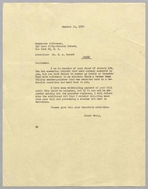 [Letter from Daniel W. Kempner to Hammacher Schlemmer, January 11, 1950]
