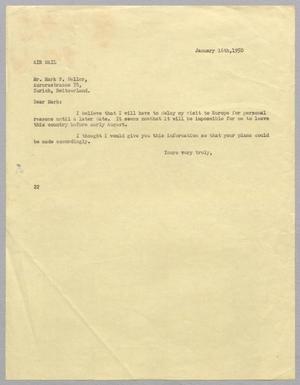 [Letter from Daniel W. Kempner to Mark F. Heller, January 16, 1950]