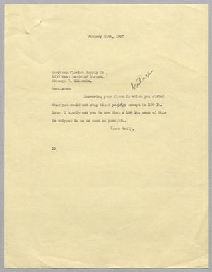 [Letter from D. W. Kempner to American Florist Supply Co., January 24, 1950]