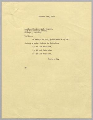 [Letter from Daniel W. Kempner to American Florist Supply Company, January 10, 1950]