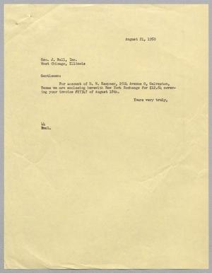 [Letter from A. H. Blackshear, Jr. to George J. Ball, August 21, 1950]