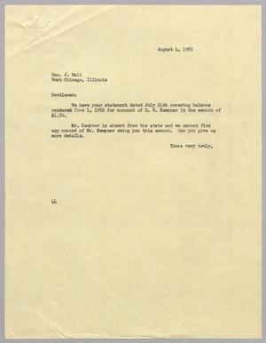 [Letter from A. H. Blackshear, Jr. to George J. Ball, August 4, 1950]