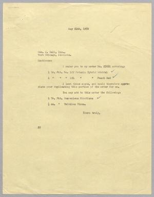 [Letter from D. W. Kempner to Geo. J. Ball, Inc., May 24, 1950]