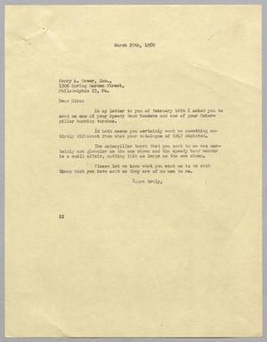 [Letter from Daniel W. Kempner to Henry A. Dreer, March 20, 1950]