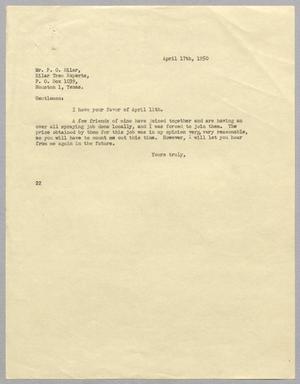 [Letter from D. W. Kempner to P. O. Eilar, April 17, 1950]