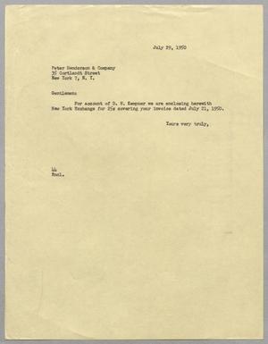 [Letter from A. H. Blackshear, Jr., to Peter Henderson & Company, July 29, 1950]
