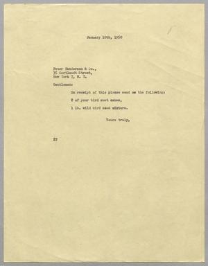 [Letter from D. W. Kempner to Peter Henderson & Co., January 10, 1950]