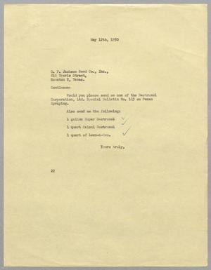 [Letter from D. W. Kempner to O. P. Jackson Seed Co., Inc., May 12, 1950]