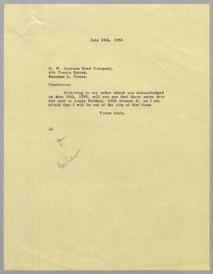 [Letter from D. W. Kempner to O. P. Jackson Seed Co., Inc., July 24, 1950]