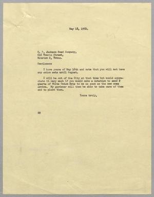 [Letter from D. W. Kempner to O. P. Jackson Seed Co., Inc., May 18, 1950]