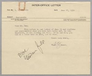 [Inter-Office Letter from Thomas L. James to D. W. Kempner, June 27, 1950]