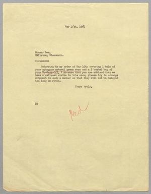 [Letter from D. W. Kempner to Mosser Lee, May 15, 1950]