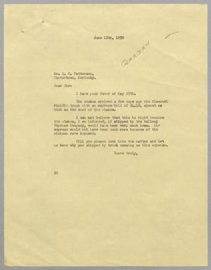 Primary view of object titled '[Letter from Daniel W. Kempner to A. C. Patterson, June 12, 1950]'.