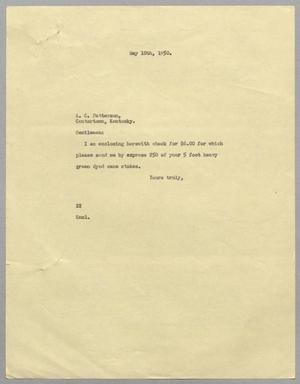 Primary view of object titled '[Letter from Daniel Webster Kempner to A. C. Patterson, May 10, 1950]'.