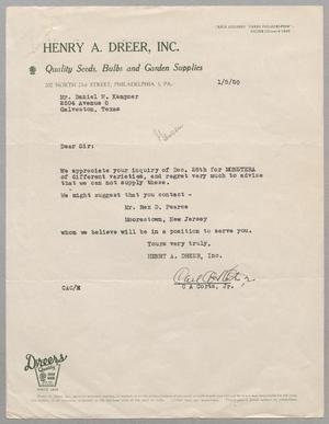 [Letter from C. A. Corts, Jr. to D. W. Kempner, January 5, 1950]