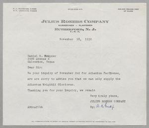 [Letter from Julius Roehrs Company to D. W. Kempner, November 18, 1950]