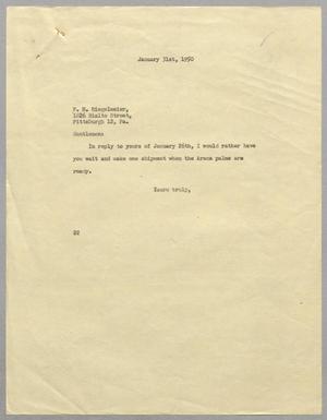 [Letter from D. W. Kempner to F. H. Riegelmeirer, January 31, 1950]