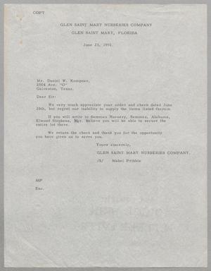Primary view of object titled '[Letter from Glen Saint Mary Nurseries Company to D. W. Kempner, June 23, 1950]'.