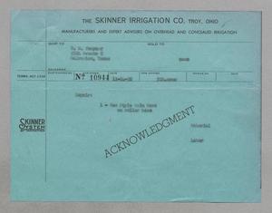 Primary view of object titled '[Invoice for Repairs from The Skinner Irrigation Co., November 14, 1950]'.