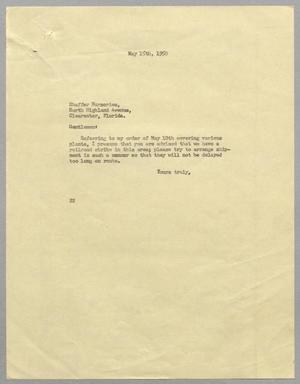 [Letter from D. W. Kempner to Shaffer Nurseries, May 15, 1950]