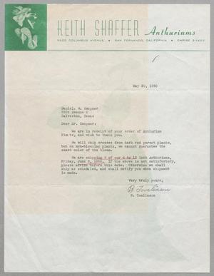 [Letter from Keith Shaffer Anthuriums to D. W. Kempner, May 20, 1950]