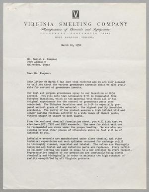 [Letter from the Virginia Smelting Company to D. W. Kempner, March 10, 1950]