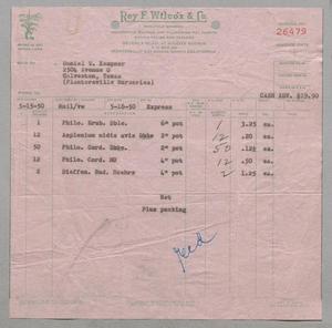 [Invoice for Items From Roy F. Wilcox & Co., May 1950]
