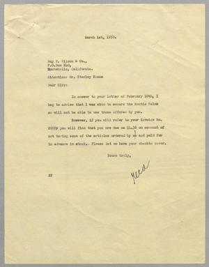 [Letter from Daniel W. Kempner to Roy F. Wilcox & company, March 1, 1950]