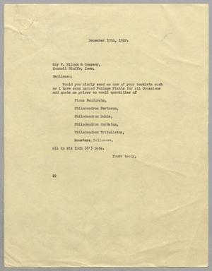 Primary view of object titled '[Letter from Daniel W. Kempner to Roy F. Wilcox, December 30, 1949]'.
