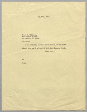 Primary view of object titled '[Letter from D. W. Kempner to Keith E. Williams, May 10. 1950]'.