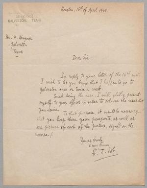 [Letter from Henry J. Job to D. W. Kempner, April 16, 1948]