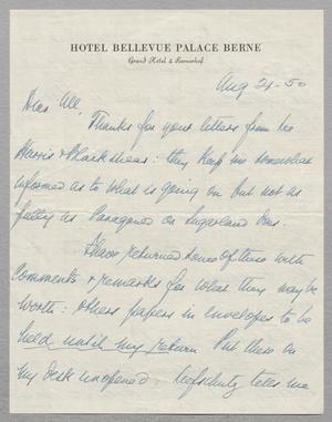 [Handwritten Letter From D. W. Kempner to H. Kempner, August 21, 1950]