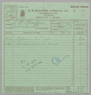 [Invoice for Tail Pipe Replacement and Water Pump Overhaul, August 1950]