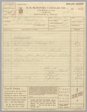 [Invoice for Repairs made by D. B. McDaniel Cadillac Co., January 24, 1950]