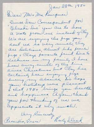 [Handwritten Letter From Ruby Slack to Daniel and Jeane Kempner, January 28, 1950]