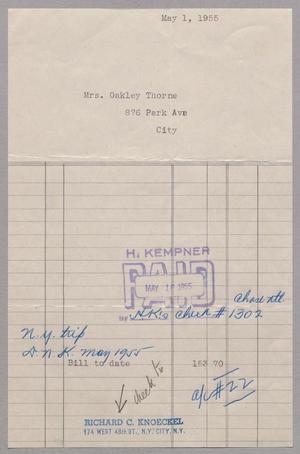 [Invoice for N. Y. Trip, May 1955]