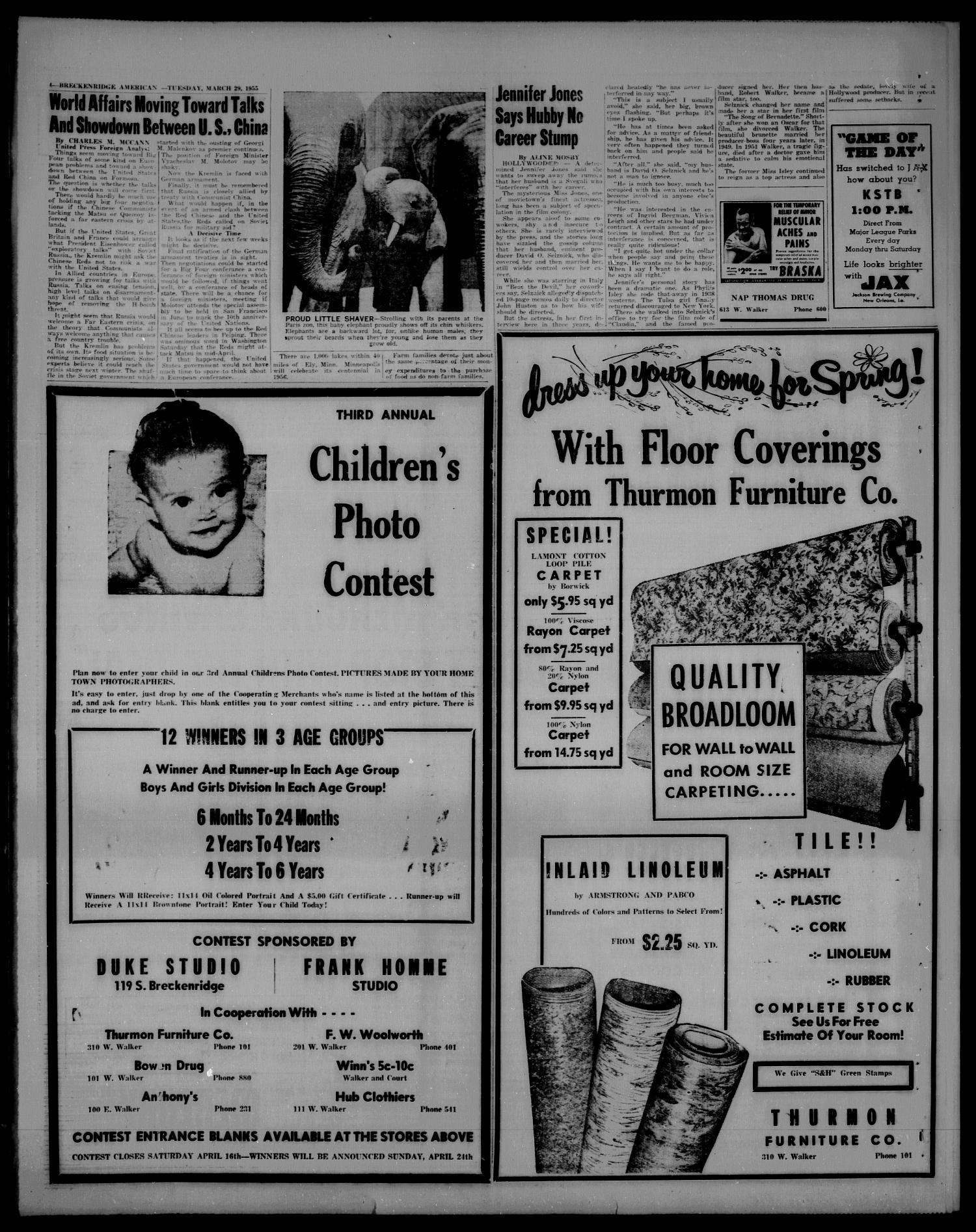 Breckenridge American (Breckenridge, Tex.), Vol. 35, No. 62, Ed. 1 Tuesday, March 29, 1955
                                                
                                                    [Sequence #]: 3 of 6
                                                