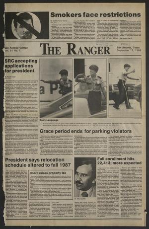 Primary view of object titled 'The Ranger (San Antonio, Tex.), Vol. 61, No. 1, Ed. 1 Friday, September 12, 1986'.