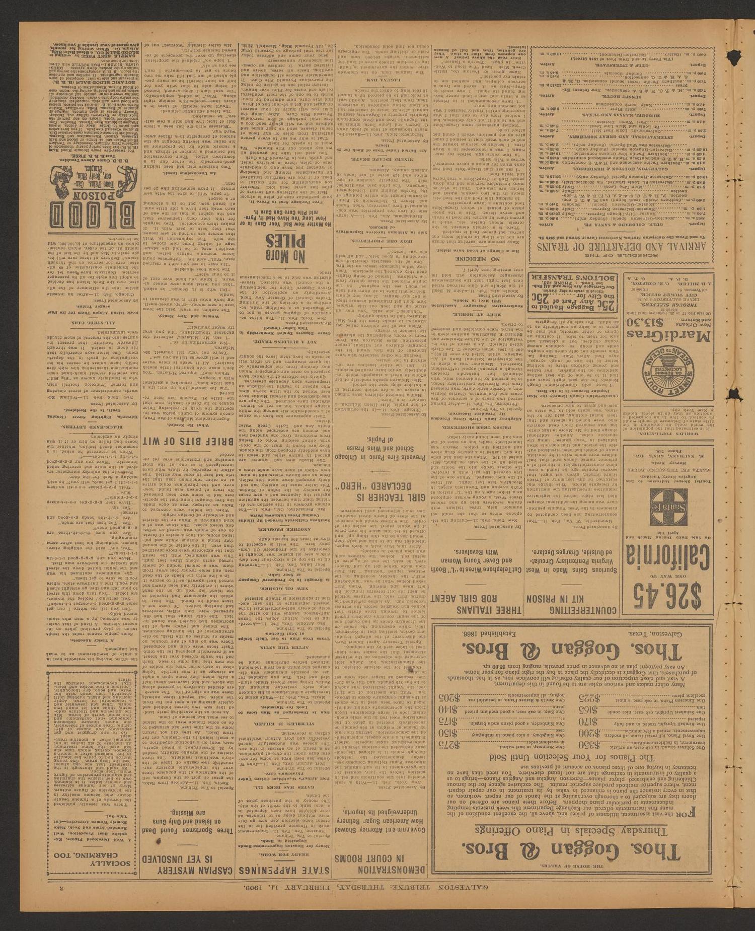 Galveston Tribune. (Galveston, Tex.), Vol. 29, No. 66, Ed. 1 Thursday, February 11, 1909
                                                
                                                    [Sequence #]: 3 of 8
                                                