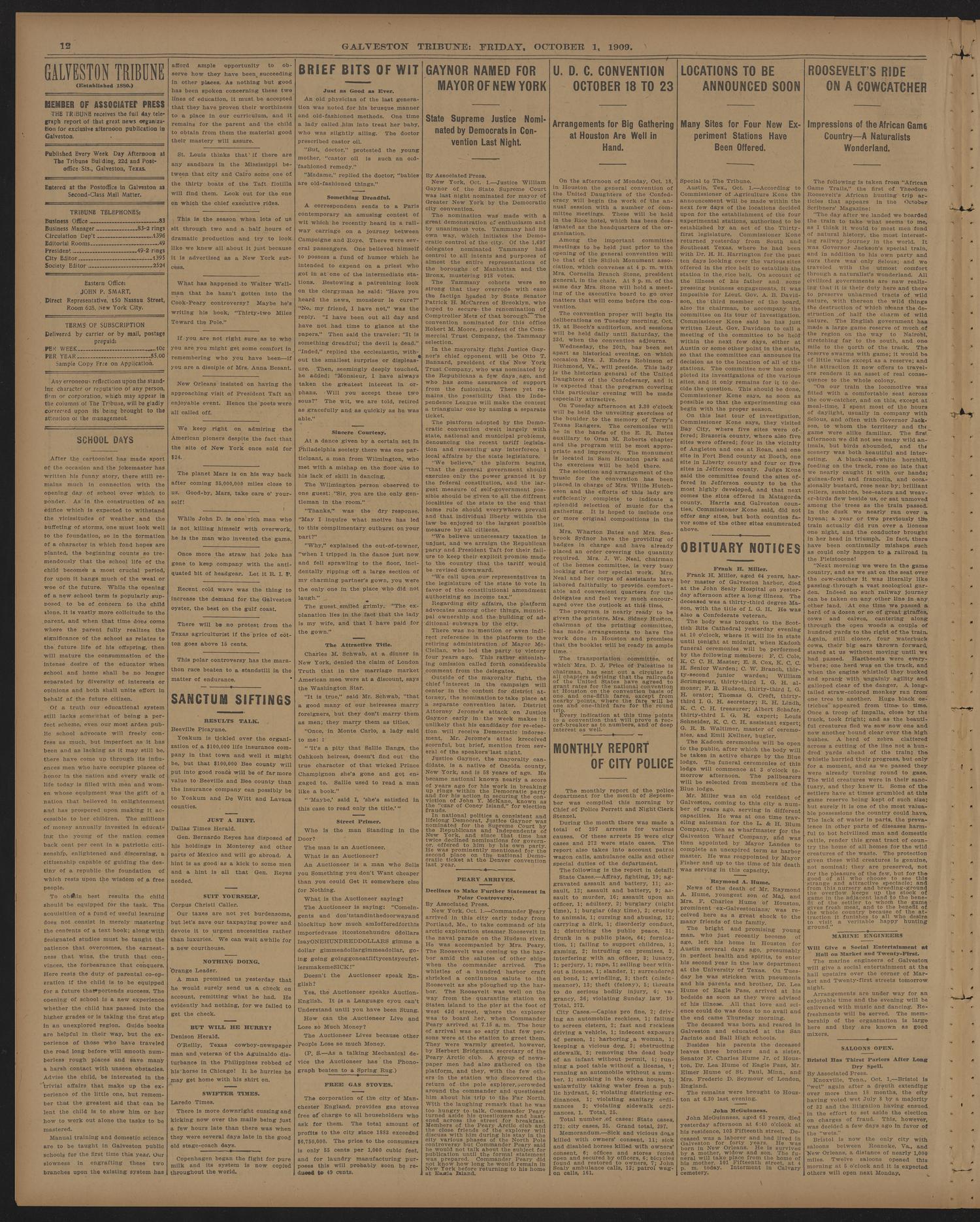 Galveston Tribune. (Galveston, Tex.), Vol. 29, No. 265, Ed. 1 Friday, October 1, 1909
                                                
                                                    [Sequence #]: 12 of 16
                                                