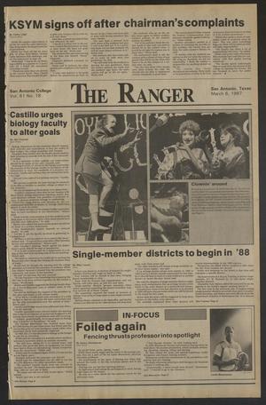 Primary view of object titled 'The Ranger (San Antonio, Tex.), Vol. 61, No. 18, Ed. 1 Friday, March 6, 1987'.