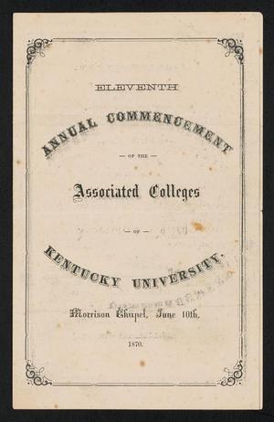 Primary view of object titled '[Program: Kentucky University Commencement, 1870]'.
